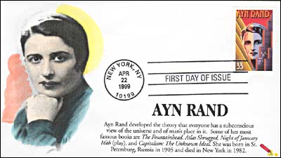 Ayn Rand. FDC, April 22, 1999, New York