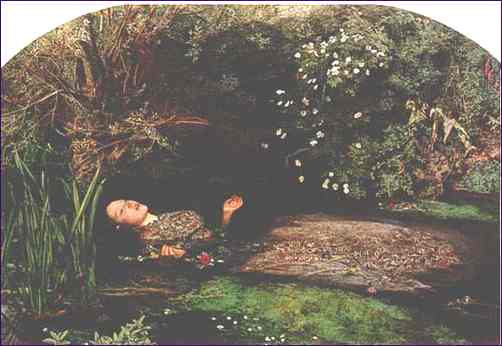 Sir John Everett Millais. Ophelia. 1852. Oil on canvas, 76 x 112. Tate Gallery, London.