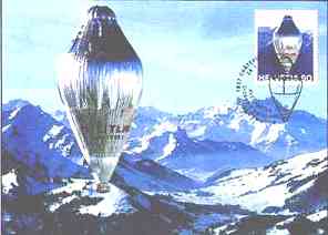 Baloon over the Swiss Alps. Cancelled the 3/24/1999 at Château-d'Oex